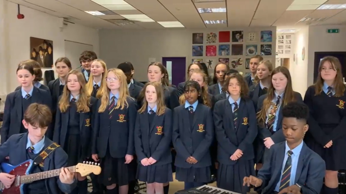 Image of School musicians record the new school hymn, Shine God's Light