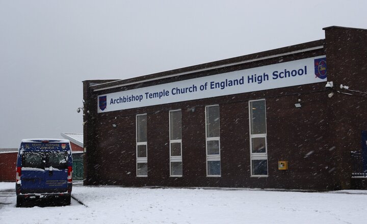 Image of Archbishop Temple Church of England High School in the snow