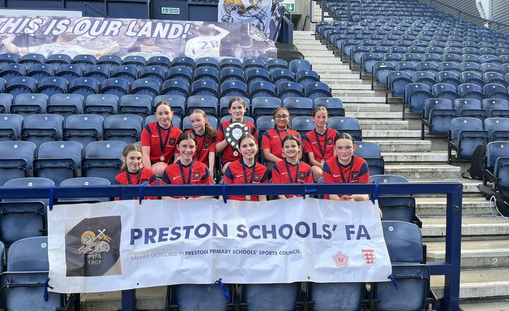 Image of Under 12's and Under 16's celebrate at the Preston Schools' FA Cup Finals
