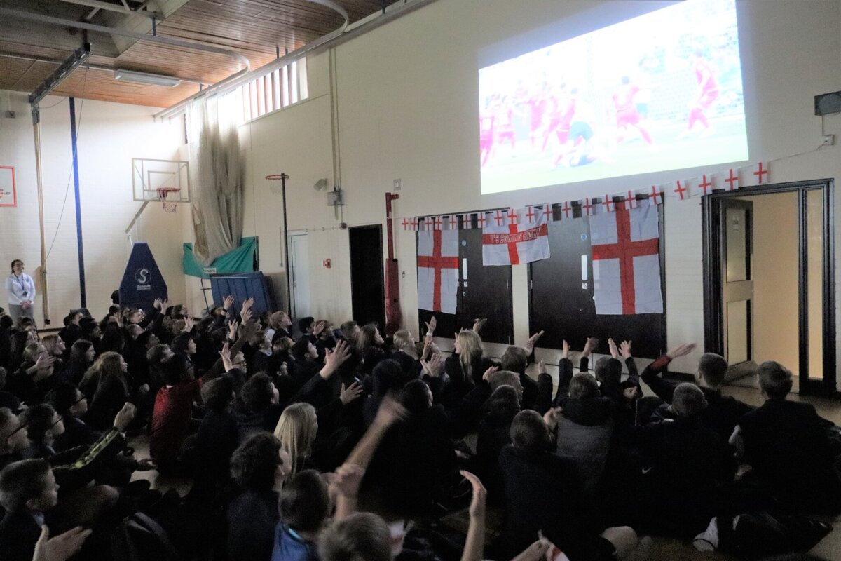 Image of Whole school get together to watch England play in the FIFA World Cup 2022
