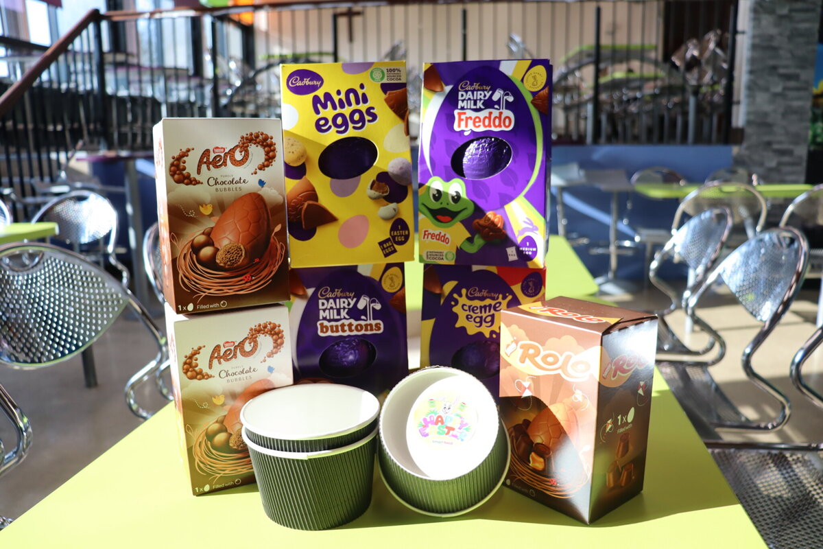Image of Pupils have the opportunity of winning an Easter egg in the pods.