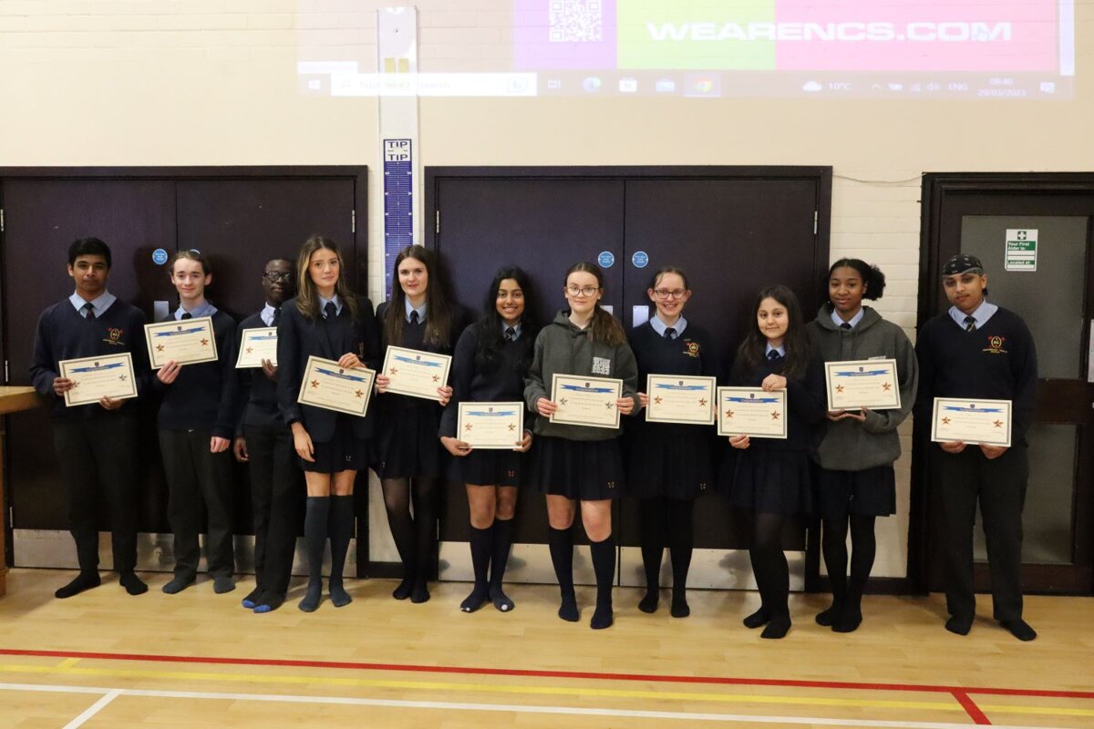 Image of Year 11 pupils awarded with bronze and silver star certificates