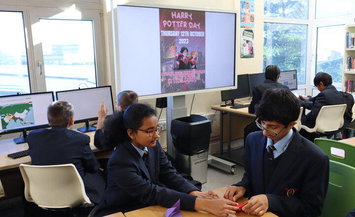 Image of Pupils enjoy celebrating Harry Potter Day in the library