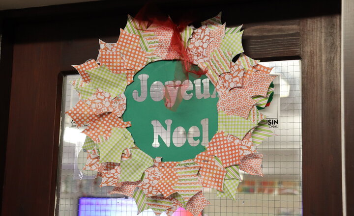 Image of Pupils have fun celebrating Advent by decorating their form room doors